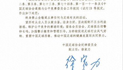 足协是有处罚权的。但最近看到的处罚决定，为啥都是副主任签发？