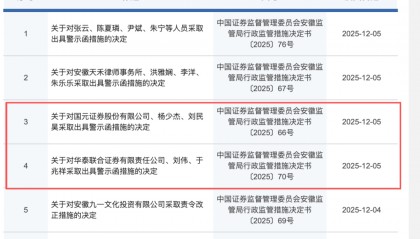 因同一并购项目，国元证券、华泰联合证券被采取监管措施