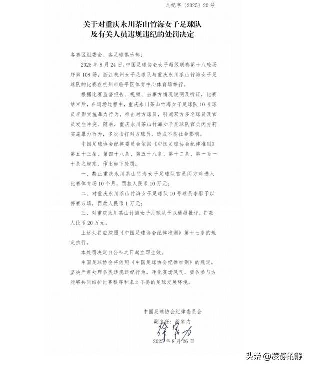 足协是有处罚权的。但最近看到的处罚决定,为啥都是副主任签发?