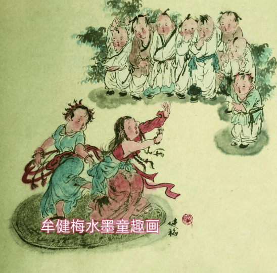 一双童眸，半世水墨——牟健梅（Jianmei Mu）的中国水墨童趣画创作